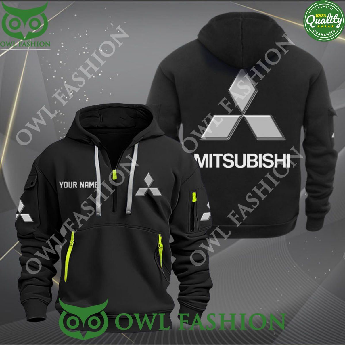 mitsubishi luxury brand custom name 2d half zipper hoodie 1 l6jNk.jpg