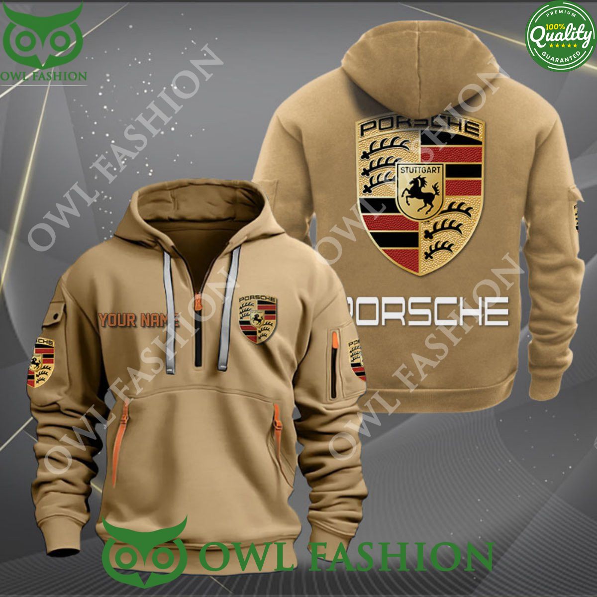 Porsche Car Brand Customized 2D Half Zipper Hoodie This is awesome and unique
