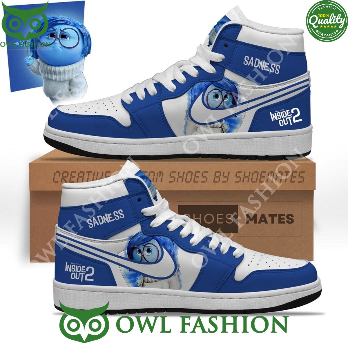 Sadness Inside Out 2 Nike Air Jordan Blue High Top Shoes Rocking picture