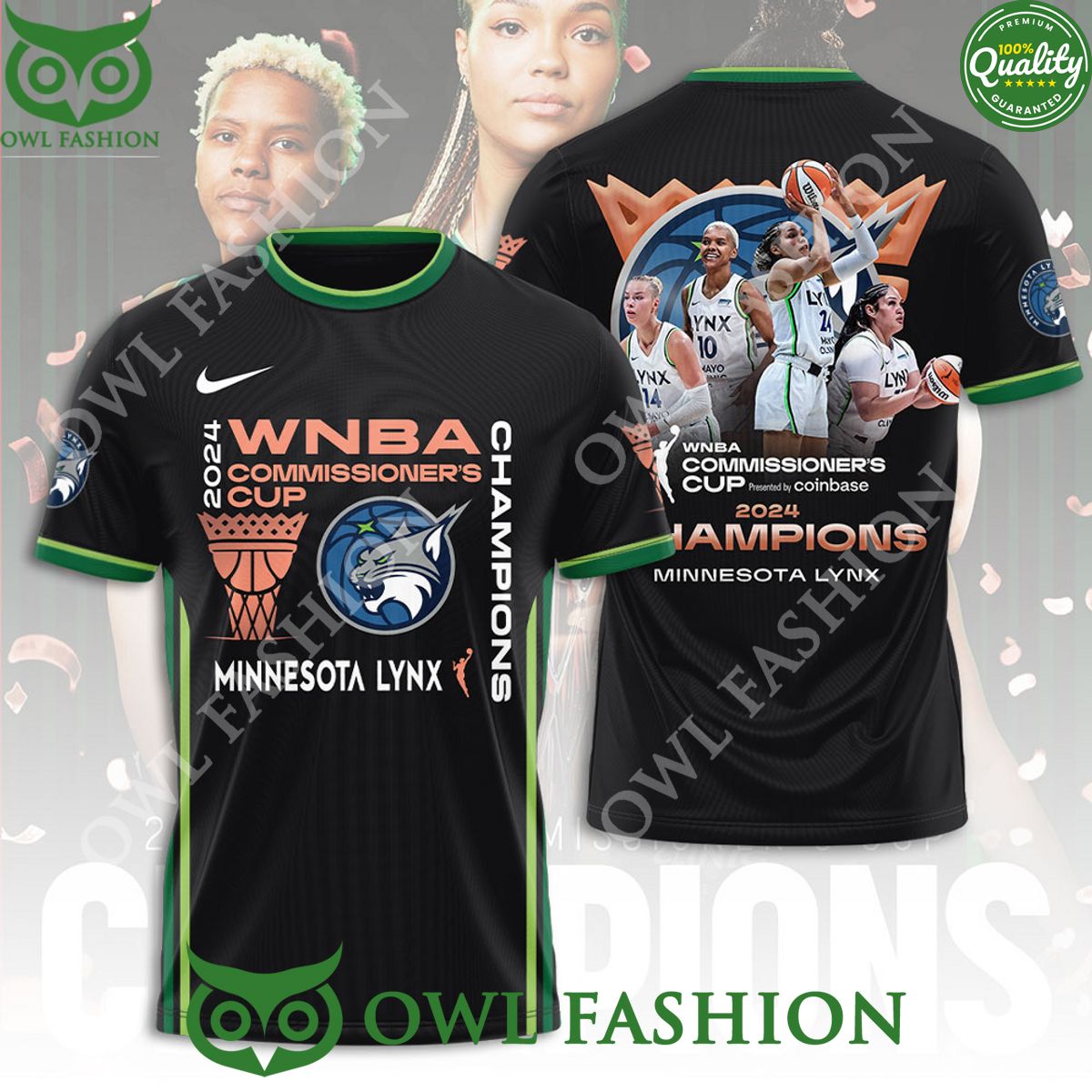 WNBA Commissioner Cup Minnesota Lynx Champion 3D Tshirt Limited Studious look