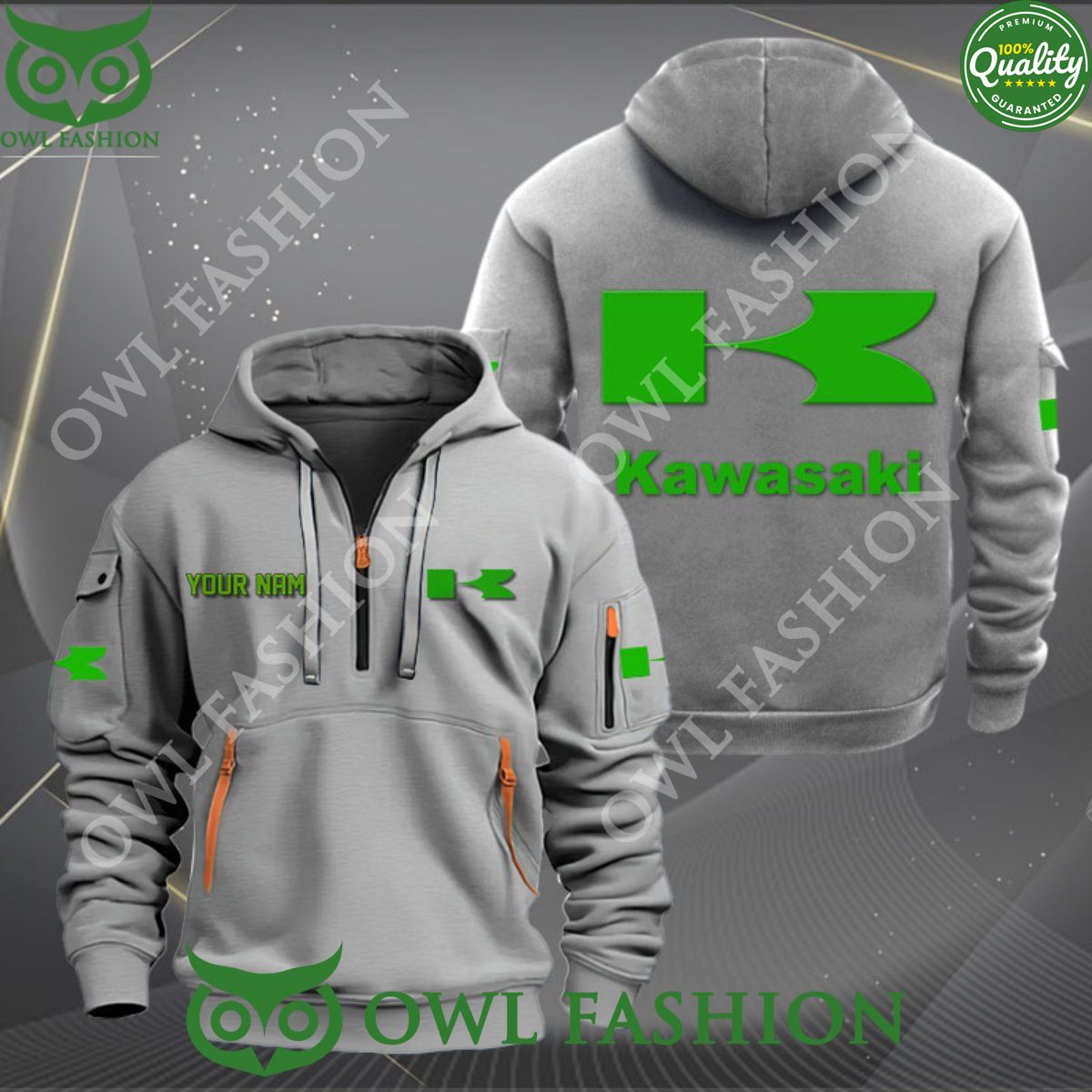 kawasaki motorcycle powersports personalized 2d quarter zip hoodie 1 F19Pj.jpg