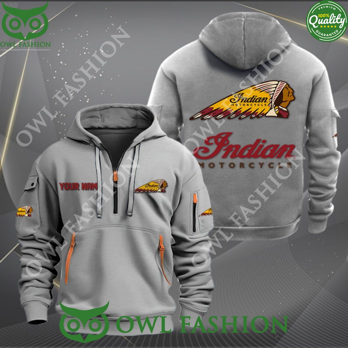 american automotive manufacturer indian motorcycle custom name color 2d quarter zip hoodie 1 2C4aI.jpg