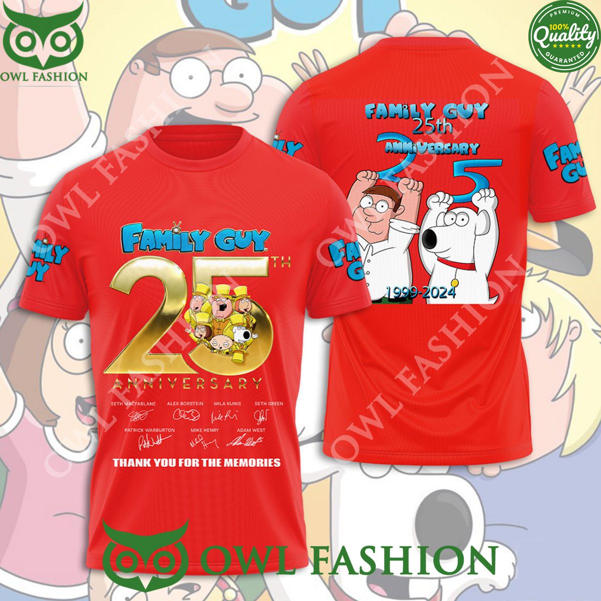 family guy 25th anniversary 1999 2024 red 3d t shirt 1 O2RZ6.jpg