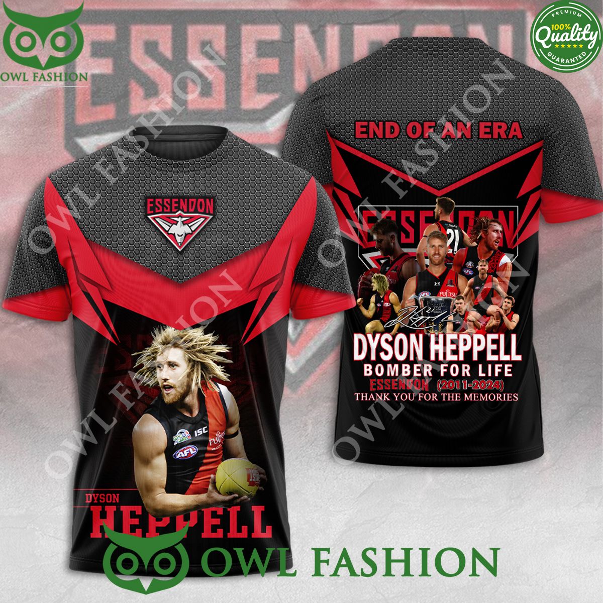 Dyson Heppell Essendon FC Bomber For Life 3D t shirt Our hard working soul