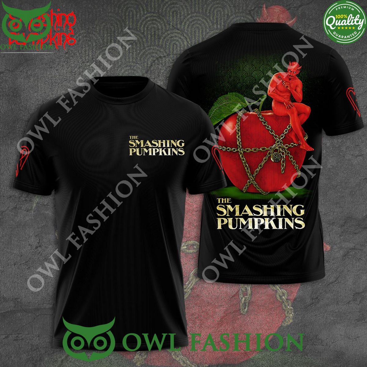 The Smashing Pumpkins Rock band Red apple evil 3D t shirt Pic of the century