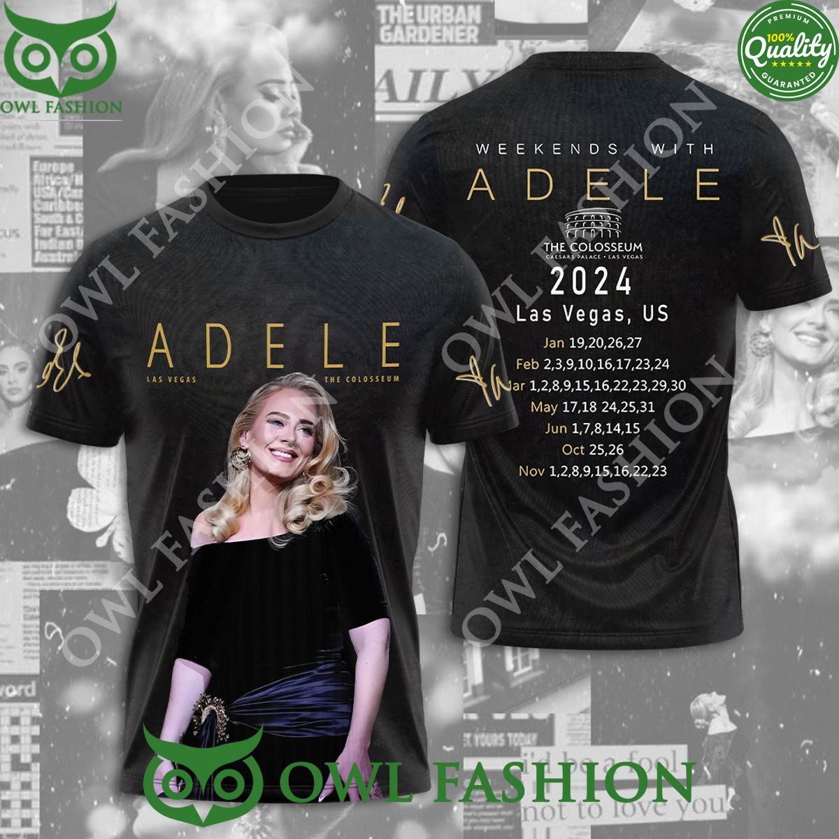 Weekends with Adele Las Vegas US The Colosseum tour 3D t shirt Good one dear