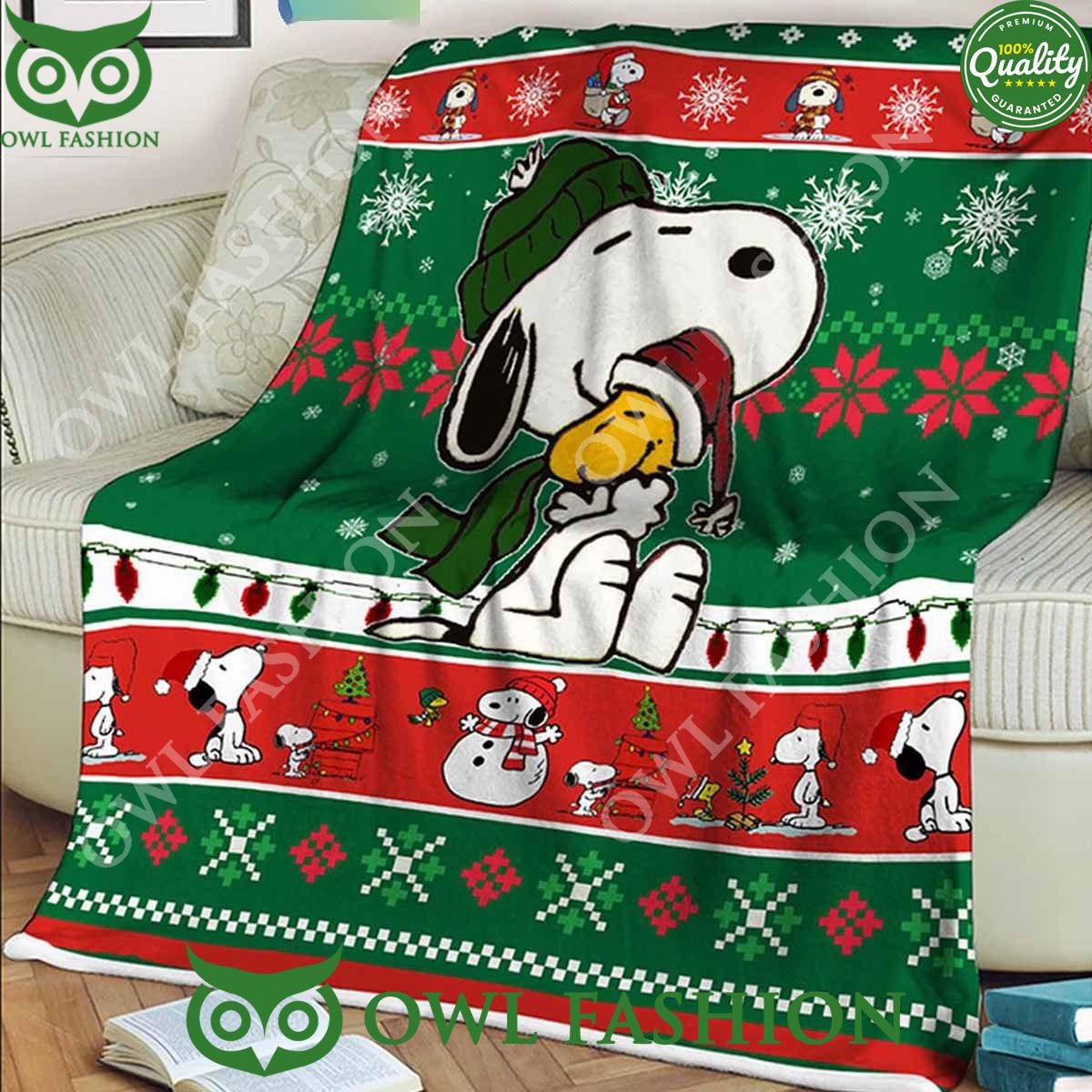 snoopy peanuts greeting christmas snowman quilt fleece blanket 1 UZK08.jpg