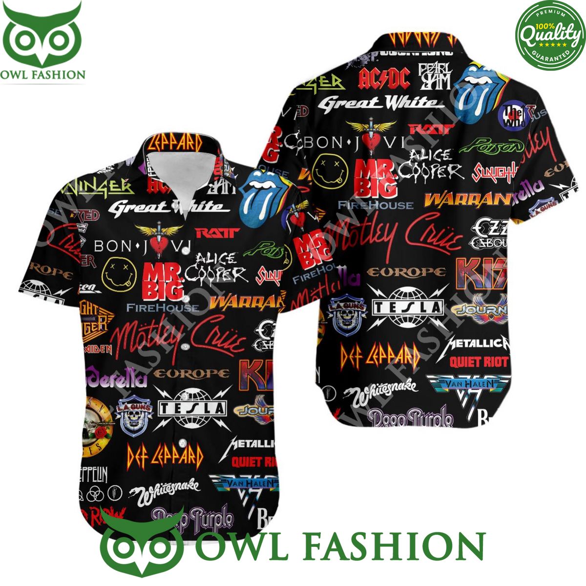 70s And 80s Rock Bands Collage Hawaiian Shirt Gift Cool DP