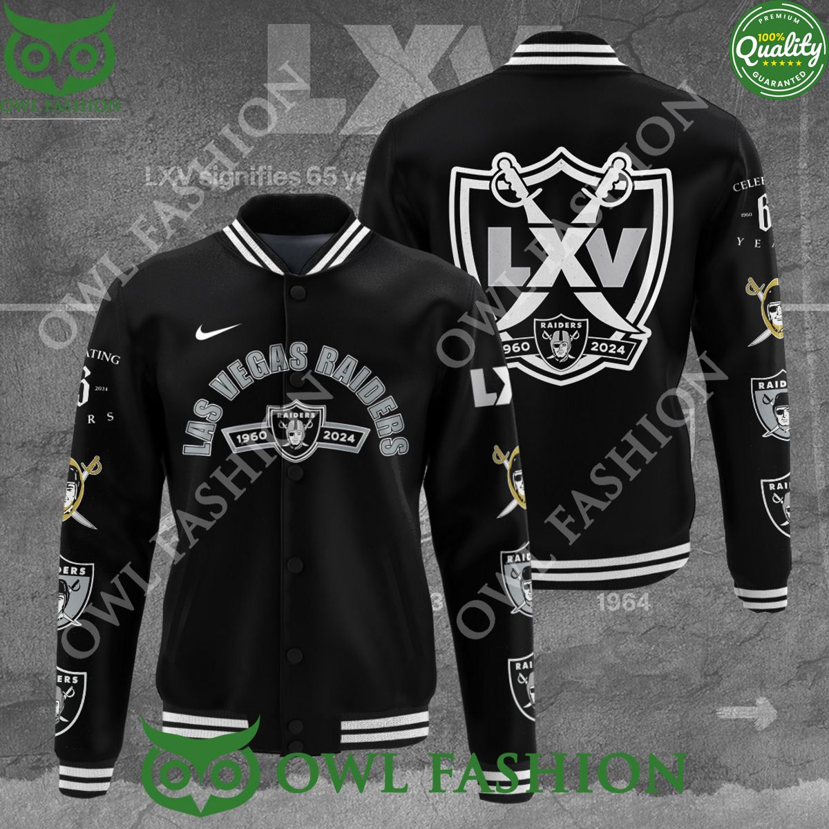 Las Vegas Raiders Team Logo Black Varsity Jacket Nice place and nice picture