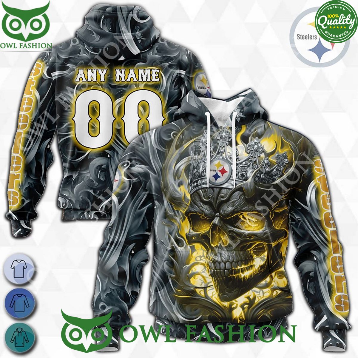 pittsburgh steelers custom name number skull crown the black and gold hoodie shirt 1 CdYUJ.jpg