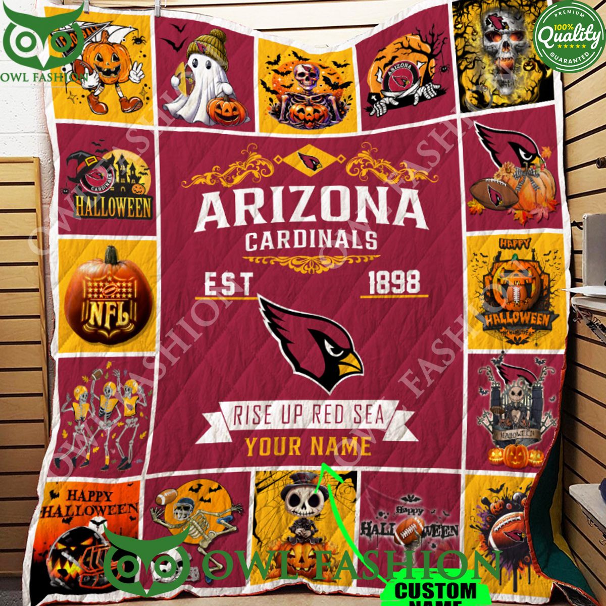 custom name nfl arizona cardinals halloween quilt blanket 1 Pm7eQ.jpg