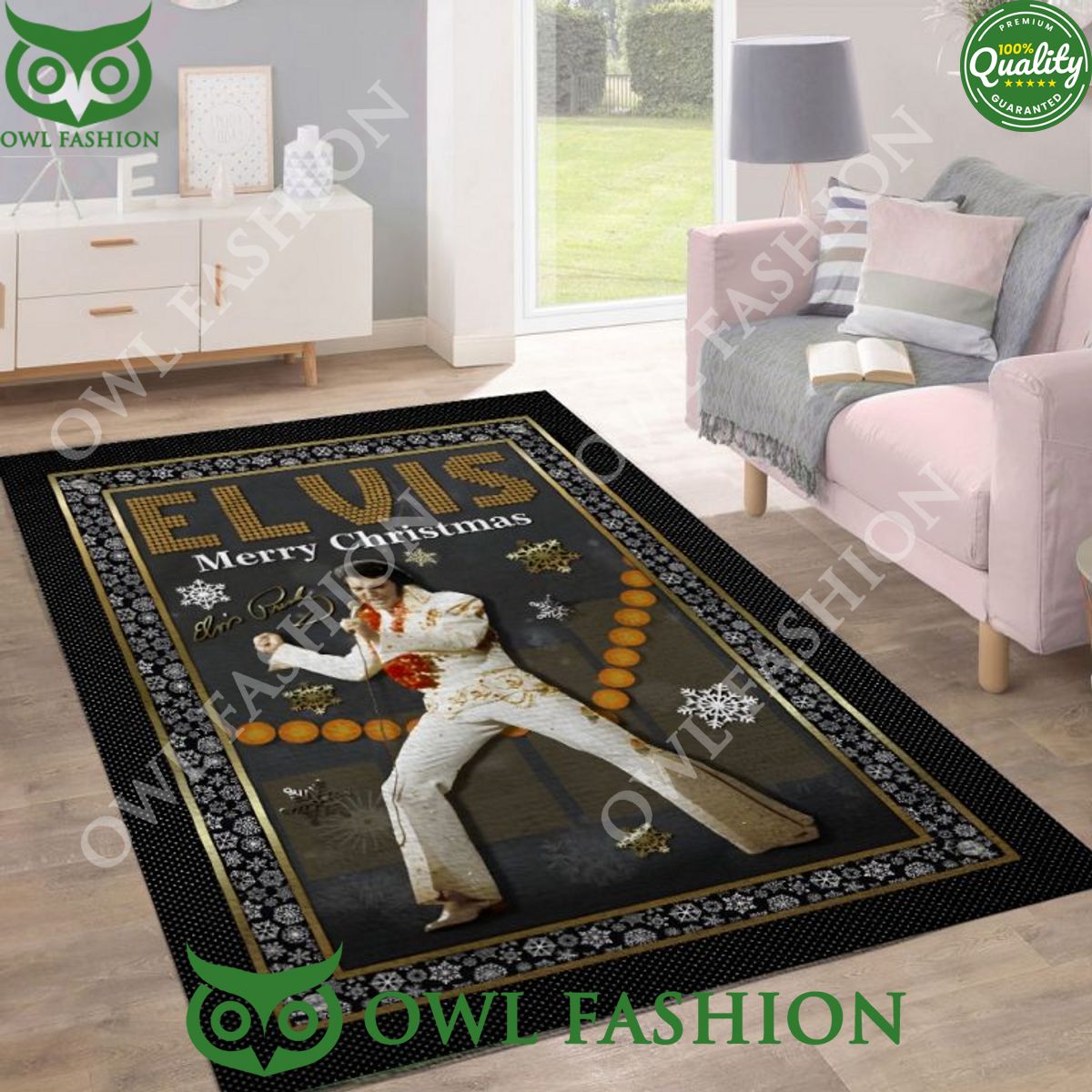 elvis presley merry christmas king of rock and roll rug carpet for living room 1 LxXku.jpg