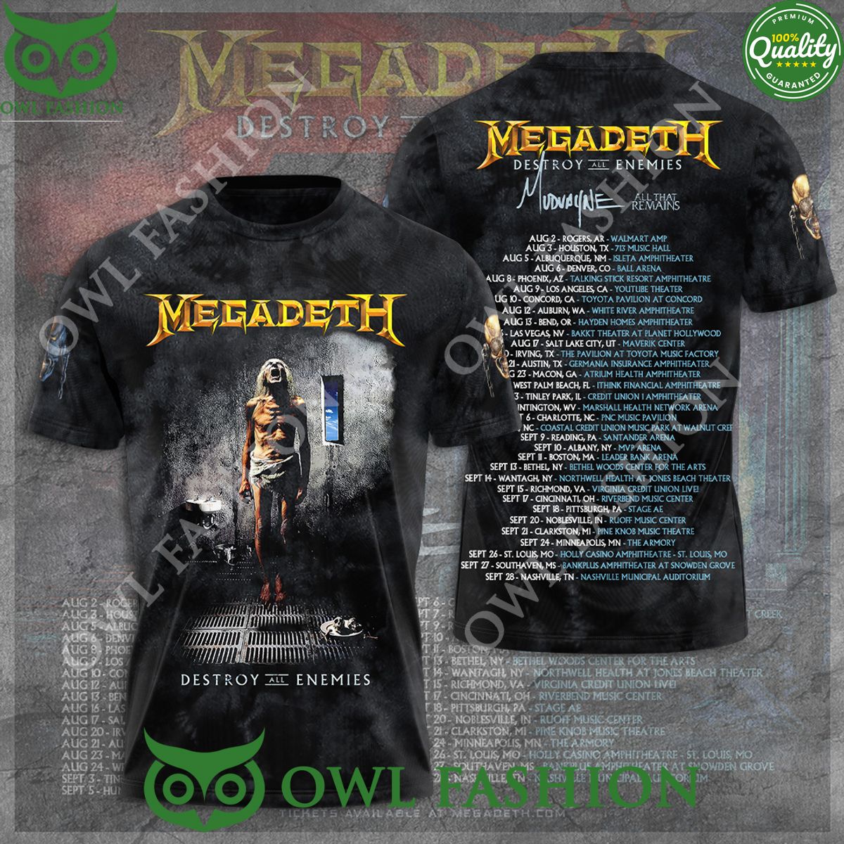 Megadeth Band Destroy All Enemies Tour Schedule 3D t Shirt Out of the world