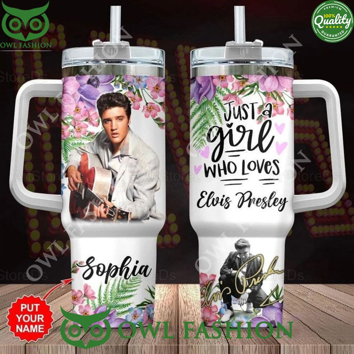 personalized just a girl who loves elvis presley flowers 40oz tumbler cup with handle 1 hxnWR.jpg