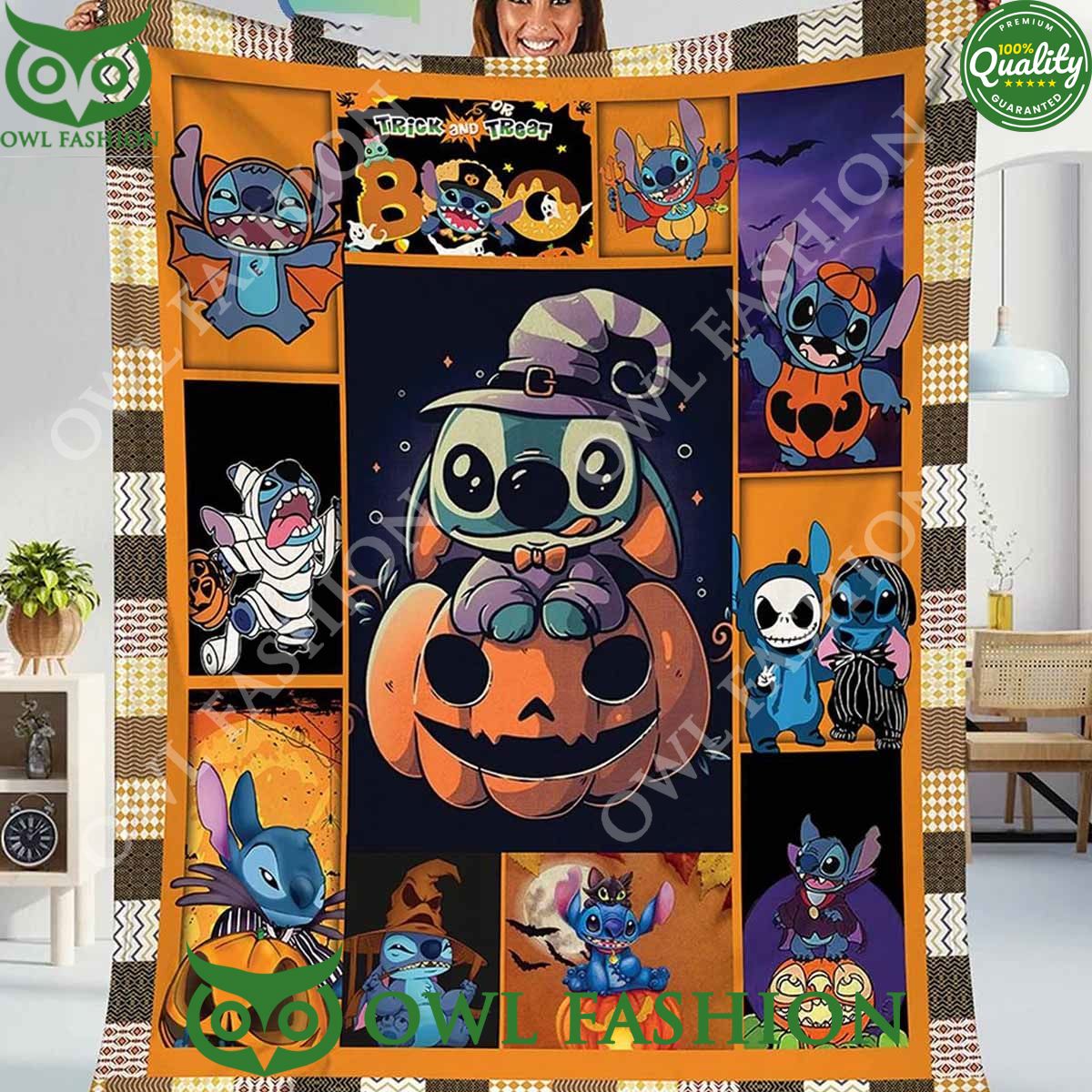 trick and treat stitch jack o lantern personalized quilt fleece blanket 1 ysMkr.jpg