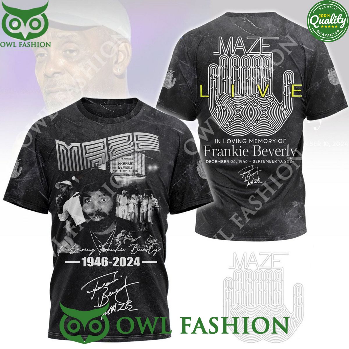 Frankie Beverly in loving of memories 1946 2024 maze live t shirt Amazing Pic