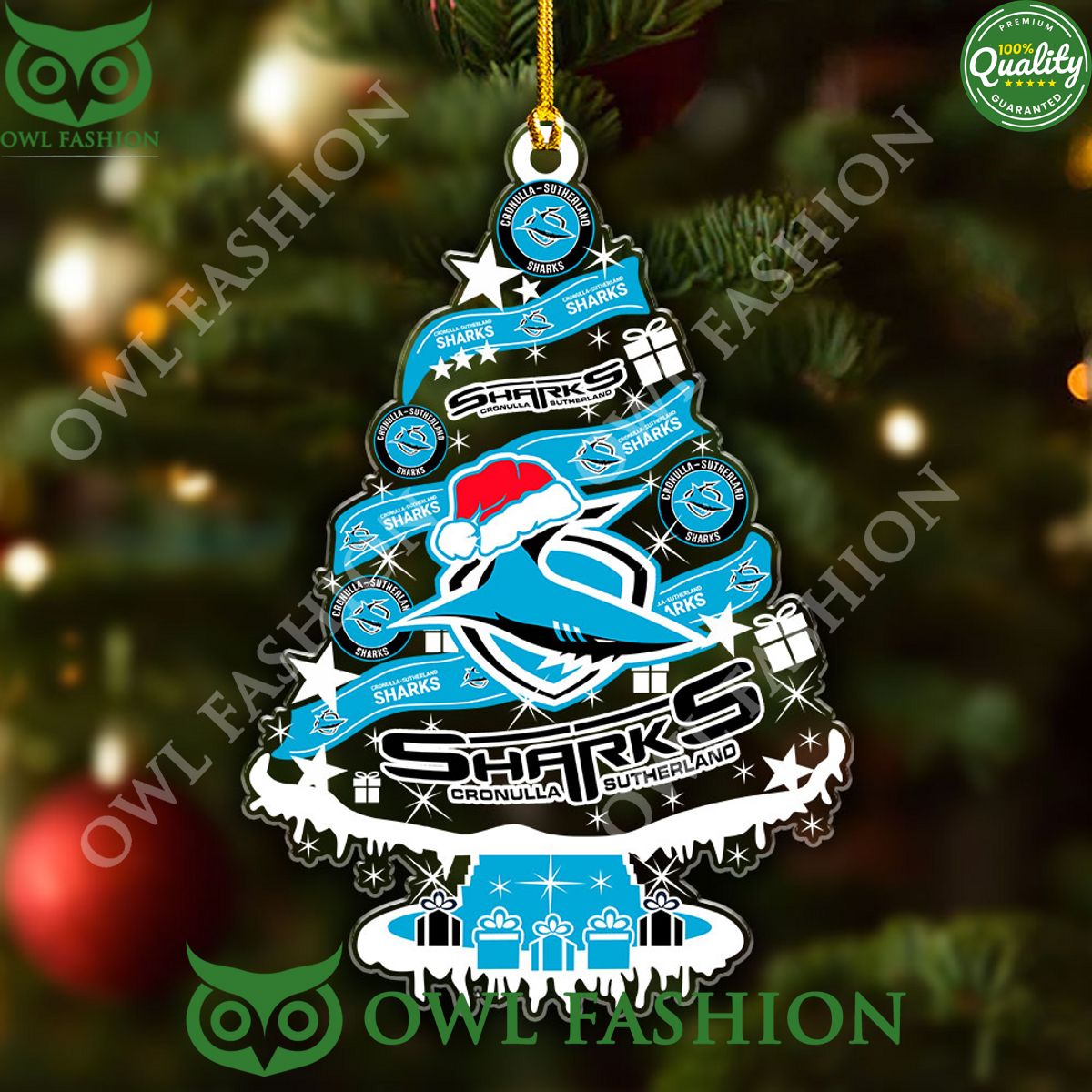 cronulla sutherland sharks custom rugby league sharks shape 1 side acrylic ornament 1 s3GOr.jpg