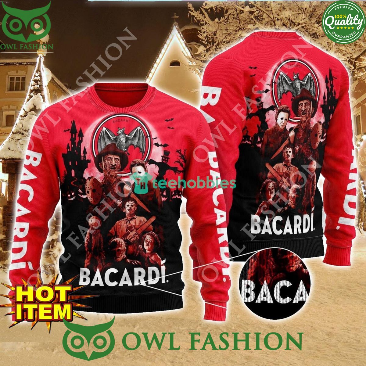 Bacardi Rum Horror Halloween Night Ugly Sweater 2024 Impressive picture.