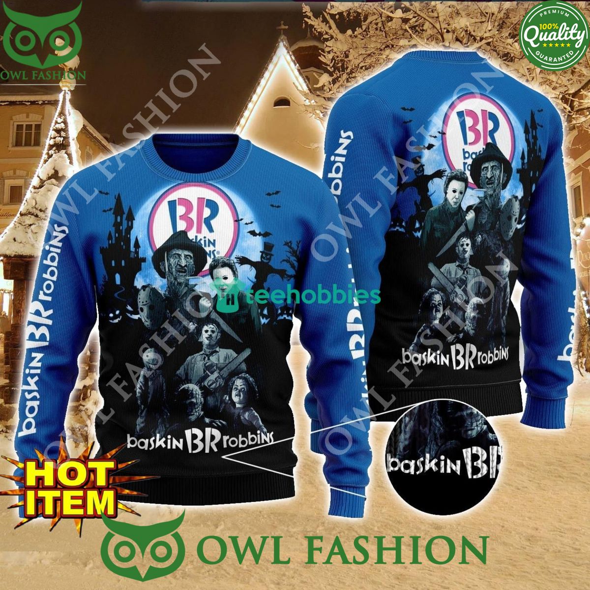 Baskin Robbins Horror Halloween Night Ugly Sweater 2024 Elegant picture.