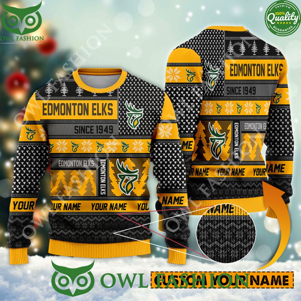 edmonton elks since 1949 custom name cfl yellow ugly sweater 1 Y5Xkb.jpg