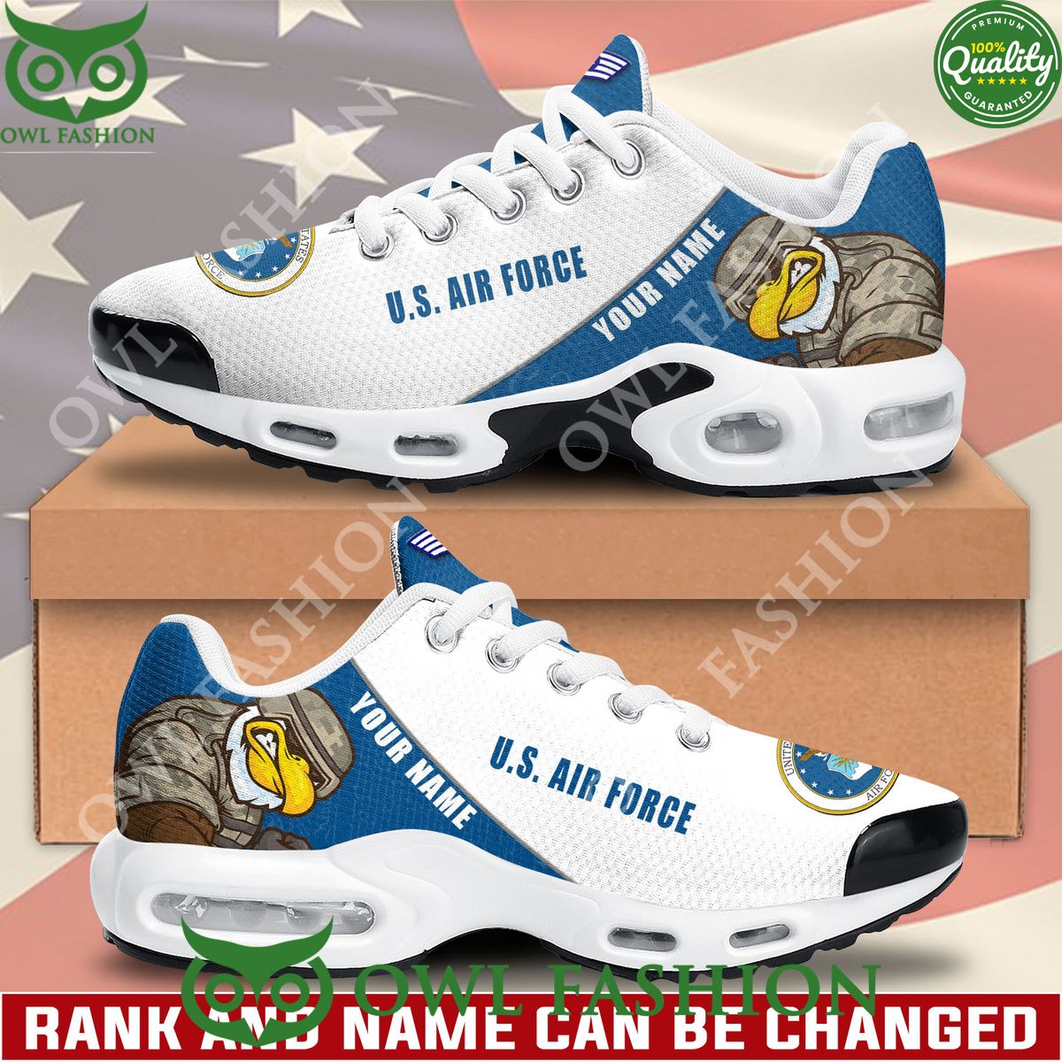 Eagle US Air Force Custom name White Air max shoes I like your hairstyle