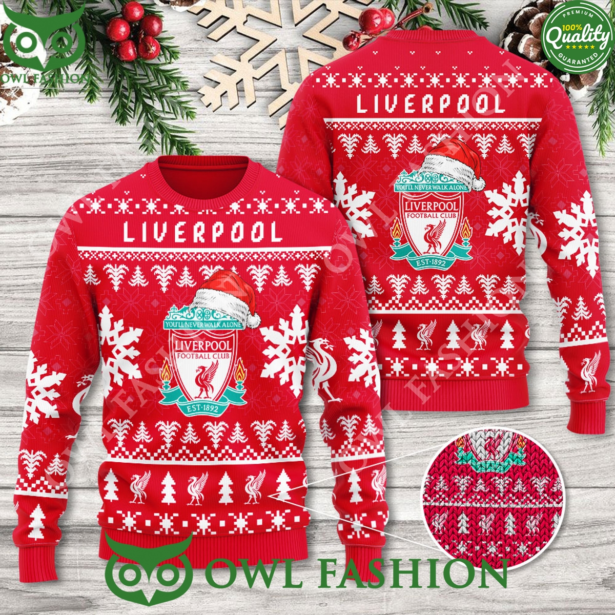 Liverpool Football Christmas Pattern 2024 3D Ugly Sweater Rocking picture