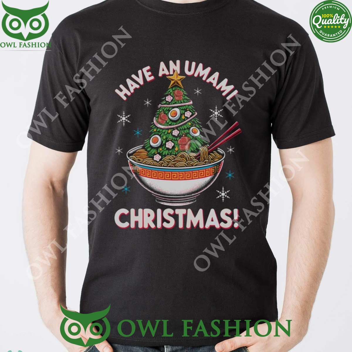 Ramen Have an Umami Christmas Tree Black Ugly Sweater Trending picture dear