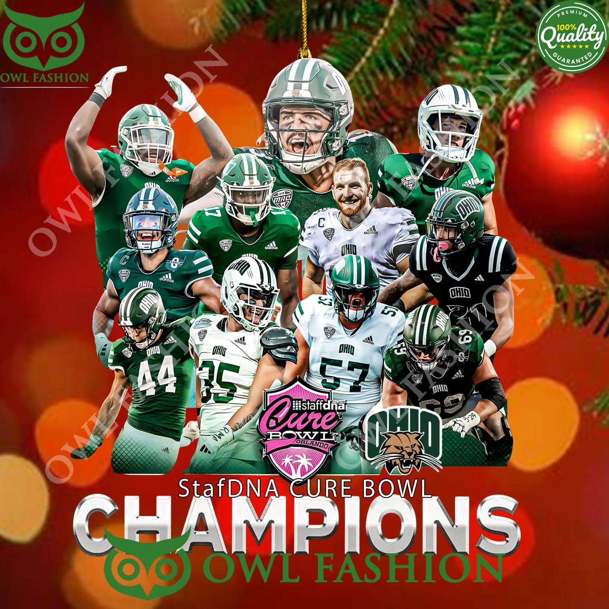 2024 ohio bobcats staffdna cure bowl champions win against jack state plastic ornament 1 lf2Cy.jpg