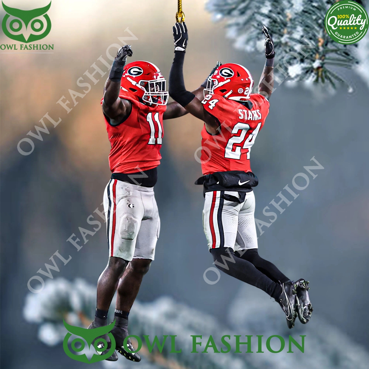 georgia bulldogs football jump for celebration winners plastic ornament 1 fYuU5.jpg